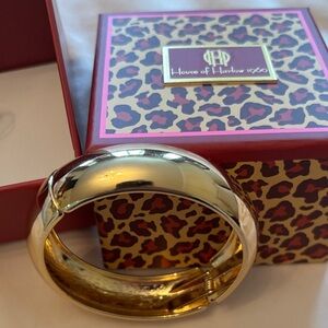 House of Harlow 1960 Leopard Print Gold Bangle Watch